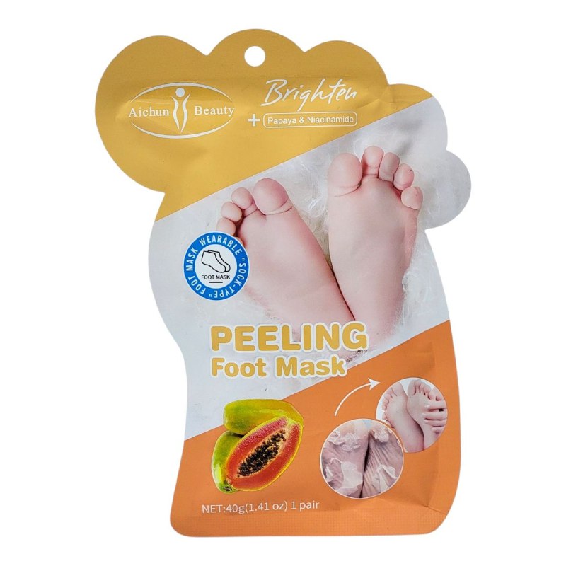 MASCARILLA PARA PIES EXFOLIANTE CON ENZIMAS DE PAPAYA Y NIACINAMIDA AICHUN BEAUTY 40G 1 PAR