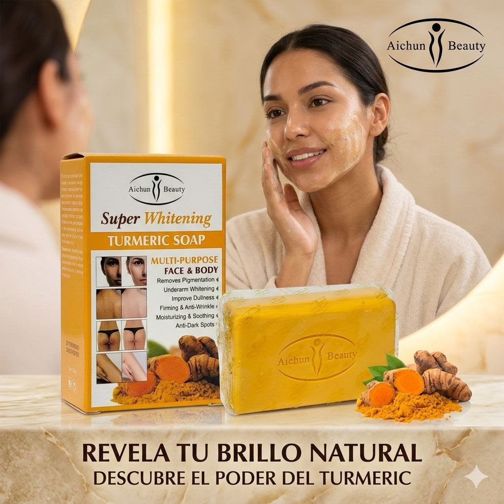 JABON CORPORAL EN BARRA ACLARANTE CON EXTRACTO DE CURCUMA AICHUN BEAUTY 300G