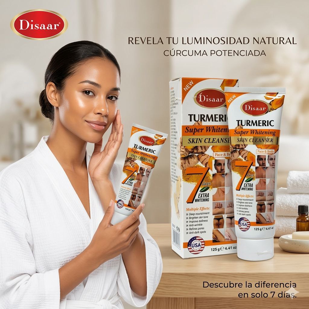 JABON CORPORAL Y FACIAL BLANQUEADOR ANTIOXIDANTE DE CURCUMA DISAAR 125G