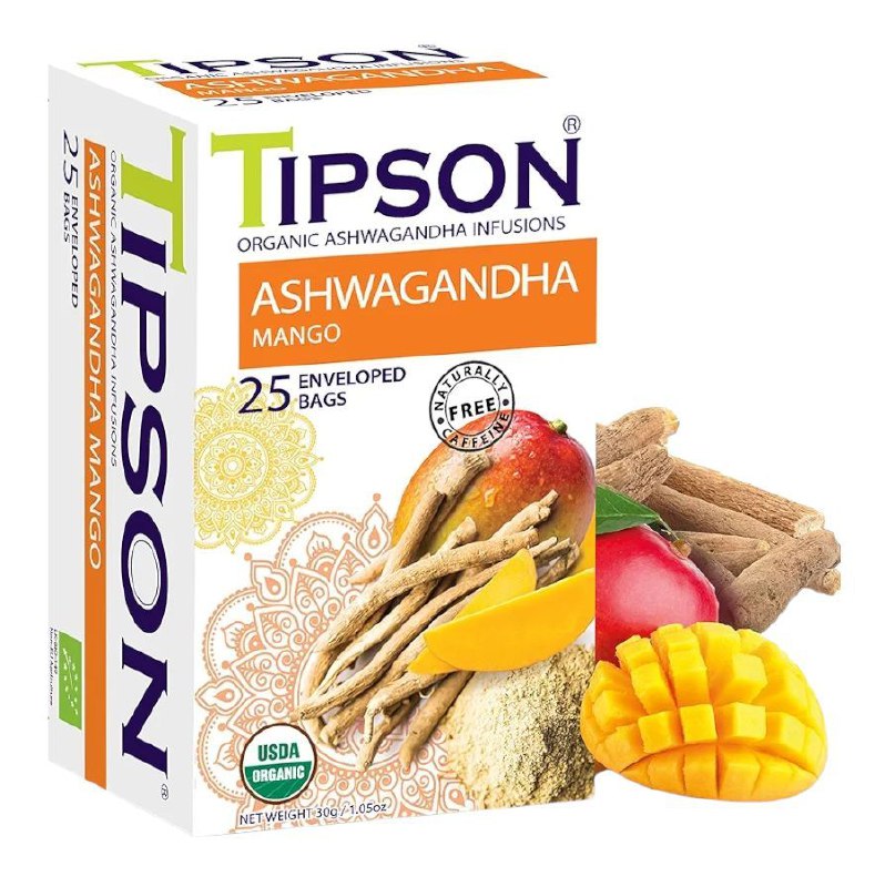 TE ORGANICO INFUSIONES ASWAGANDHA Y MANGO PARA EL ESTRES Y LA ANSIEDAD CALMANTE TIPSON 25UND