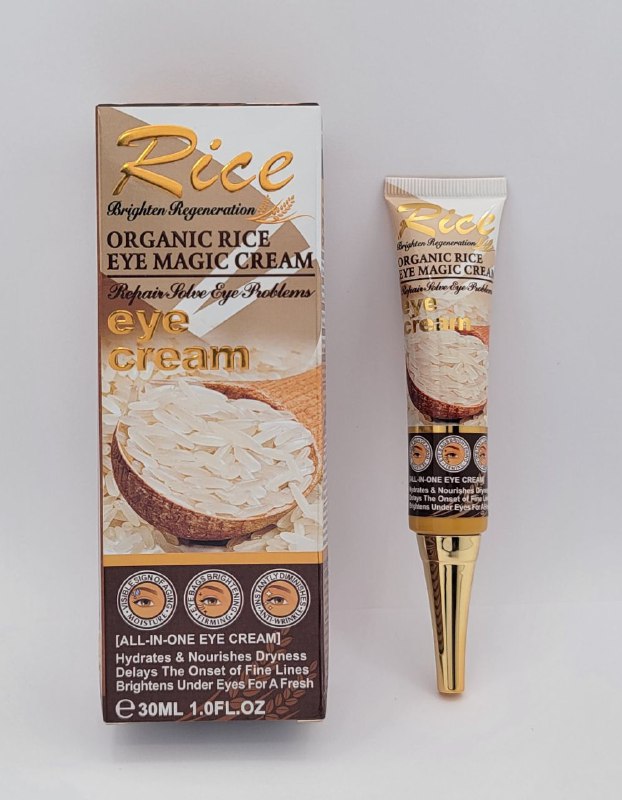 CREMA FACIAL PARA OJOS, DE ARROZ ORGANICO TODO EN UNO, HIDRATA Y NUTRE LA SEQUEDAD, LINEAS FINAS RICE 30ML