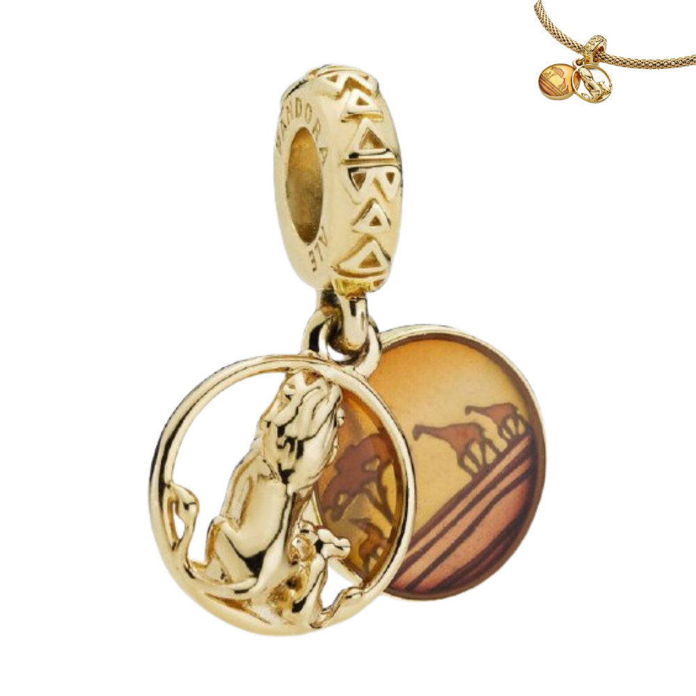 PCHARM1643 COLGANTE DOBLE COLOR DORADO DEL REY LEON