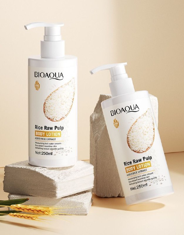 CREMA CORPORAL HIDRATANTE SUAVIZANTE Y ILUMINADORA DE PULPA CRUDA DE ARROZ BIOAQUA 250ML