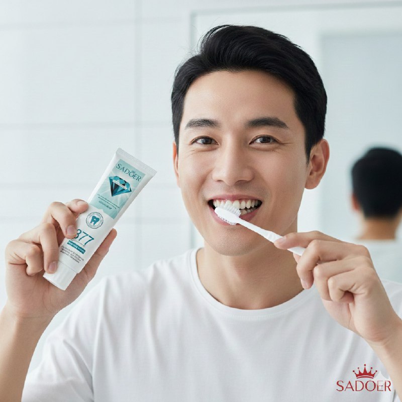 PASTA DE DIENTES, PASTA DENTAL BLANQUEADORA E ILUMINADORA CON BICARBONATO DE SODIO Y DIAMANTE ILUMINADOR SADOER 100G