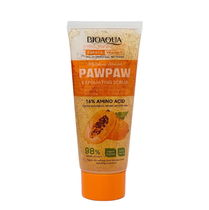 EXFOLIANTE CORPORAL ACLARANTE DE LIMPIEZA PROFUNDA DE POROS CON EXTRACTO DE PAPAYA Y VITAMINA C BIOAQUA 100G