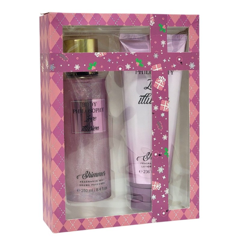 SET BODY PHILOSOPHY NAVIDEÑO ILUSION DE AMOR SPLASH 250ML, CREMA CORPORAL 236ML (M)