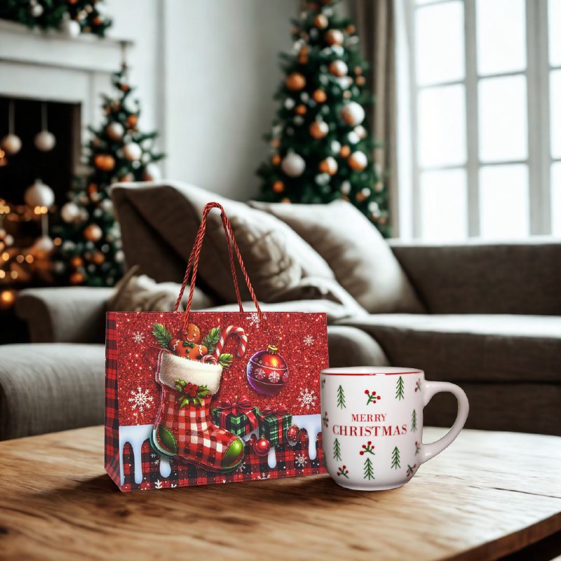 BOLSA DE REGALO NAVIDEÑA PEQUEÑA HORIZONTAL 24X18X10CM