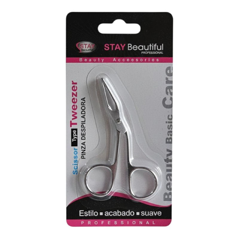 PINZAS DEPILADORAS TIPO TIJERA, ACCESORIO DE BELLEZA PROFESIONAL DE ACERO INOXIDABLE STAY BEAUTIFUL 8CM