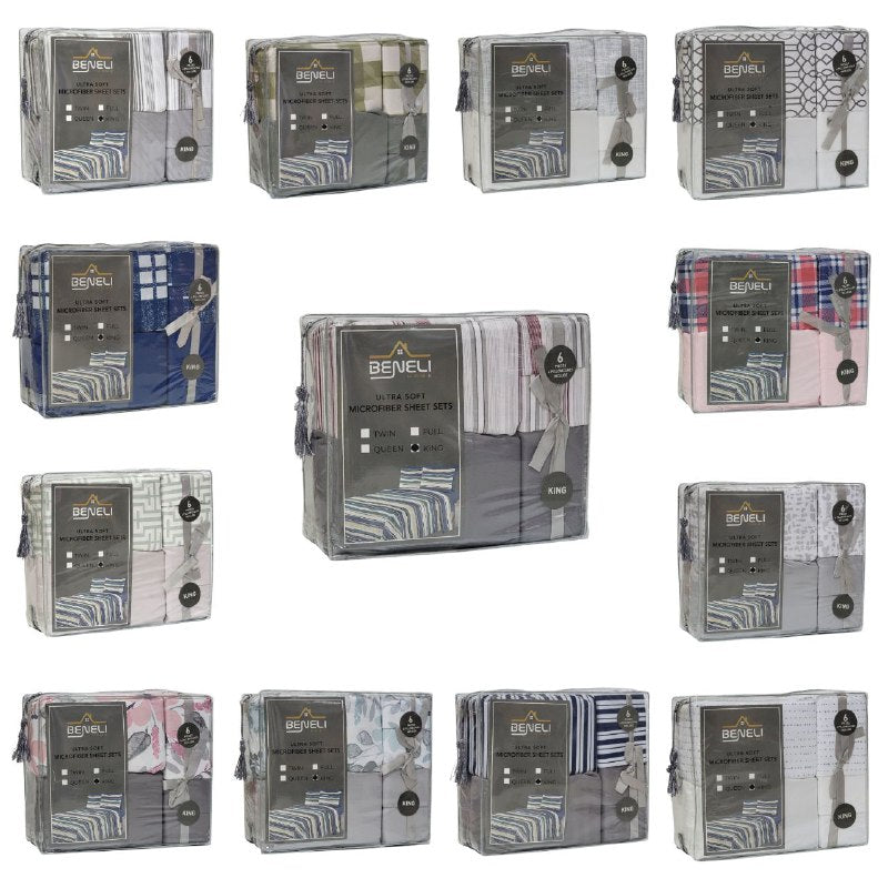 JUEGO DE SABANAS CAMERA DE 6 PIEZAS KING BENELI HOME, 13 ESTILOS
