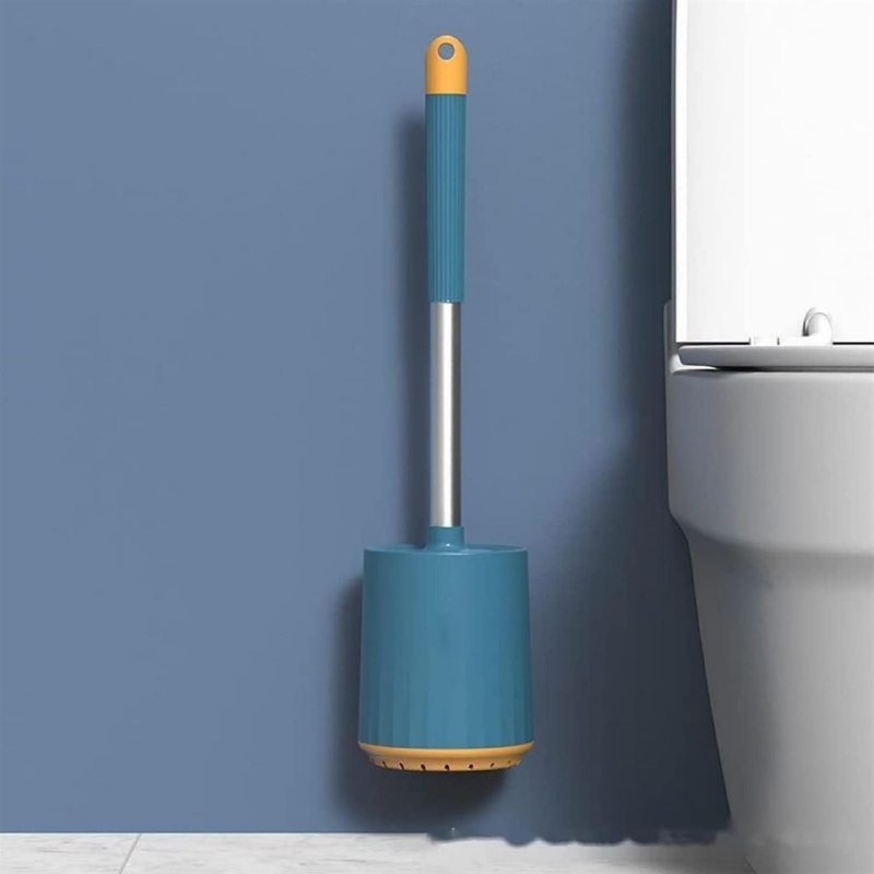CEPILLO DE SILICONA PARA LAVAR BAÑO INODORO CON SOPORTE DE PARED ELEGANTE TOILET BRUSH 3 COLORES