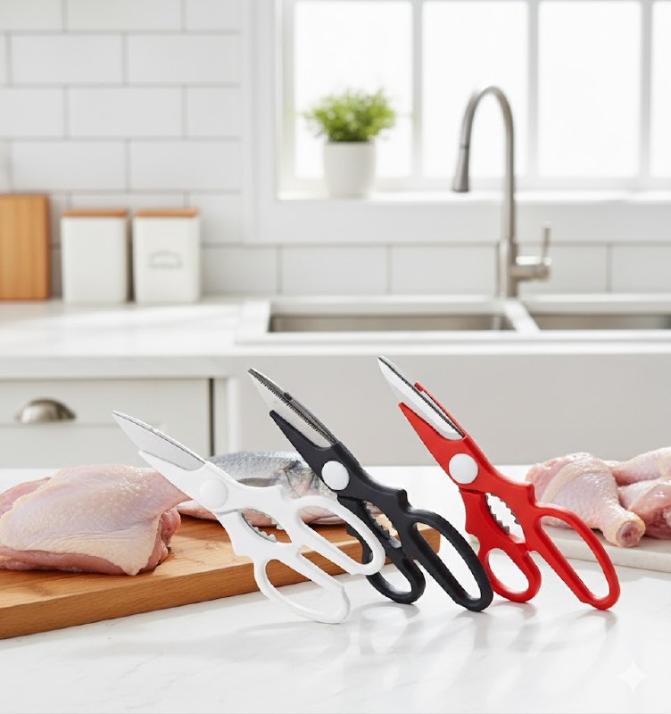 TIJERAS DE COCINA PICAPOLLO DE ACERO INOXIDABLE DE ALTA CALIDAD DAILY USA, 3 COLORES