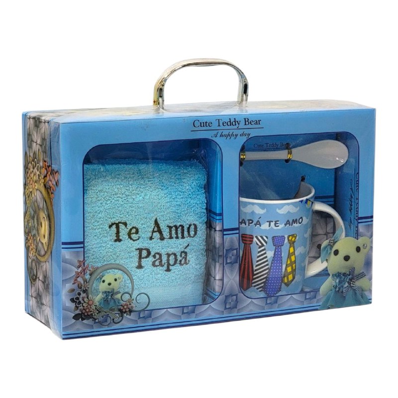 SET DE TAZA DE REGALO CON TEMATICA TE AMO PAPA 3PCS BENELI HOME