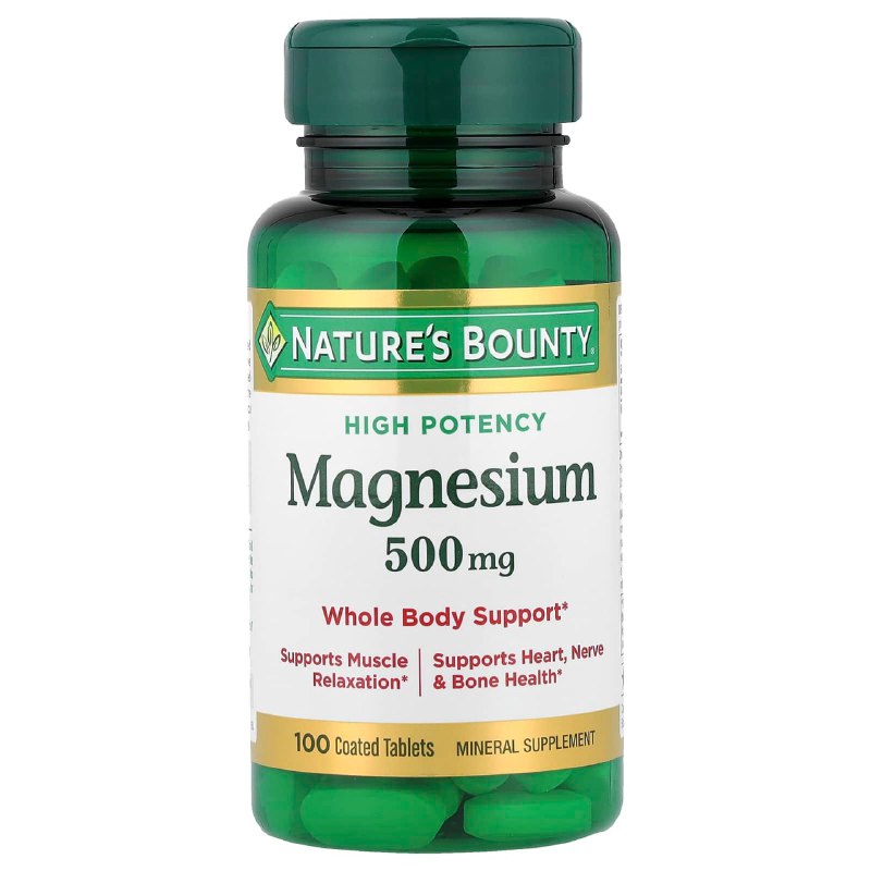 VITAMINAS EN TABLETAS DE MAGNESIO DE ALTA POTENCIA RELAJANTE MUSCULAR NATURES BOUNTY 100UND