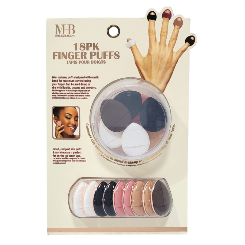 ESPONJAS MINI DE MAQUILLAJE PARA DEDOS PARA APLICAR POLVOS, CREMAS Y MAQUILLAJE MUST HAVE 18UND