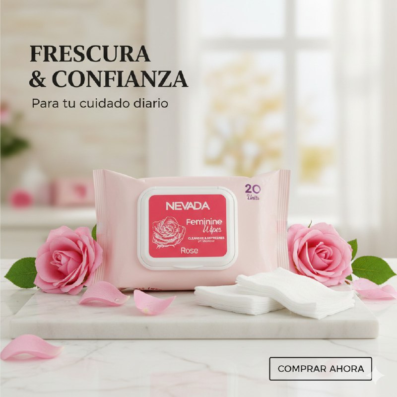 TOALLITAS HUMEDAS FEMENINAS CON EXTRACTO DE ALOE VERA Y ESENCIA DE ROSA 20UND NEVADA