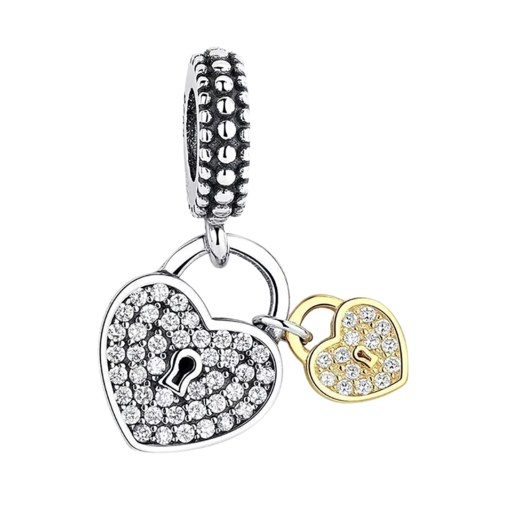 PCHARM1966 COLGANTE DOBLE CORAZON TIPO CANDADO