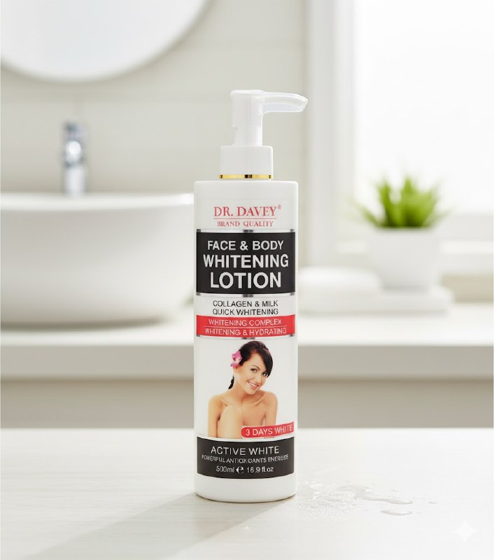 CREMA CORPORAL BLANQUEADORA PARA CARA Y CUERPO CON COLAGENO Y LECHE 500ML, AYUDA A BLANQUEAR E HIDRATAR LA PIEL DEJANDOLA SUAVE Y HIDRATANTE DR DAVEY