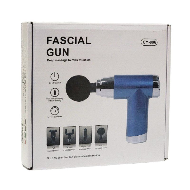 MAQUINA PISTOLA ELECTRICA DE MASAJE INALAMBRICO Y RECARGABLE, POTENCIA COMPACTA DE 4 CABEZAS INTERCAMBIABLES FASCIAL GUN CY-006