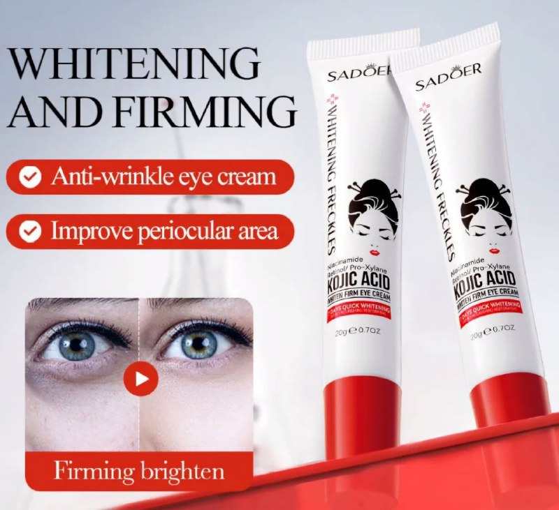 CREMA FACIAL PARA OJOS, BLANQUEADORA CON RETINOL, NIACINAMIDA, ACIDO KOJICO, ILUMINA EL AREA DE LOS OJOS, ANTIARRUGAS SADOER 20G