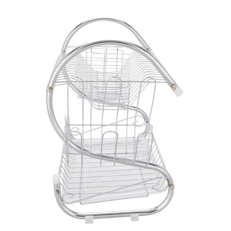 ESTANTE ORGANIZADOR ESCURRIDOR DE PLATOS DE 2 CAPAS, ESTANTES EXTRAIBLES, DRENAN EL AGUA FACIL DE MANTENER LIMPIOS Y ORDENADOS, GALVANIZADO ESTRUCTURA FUERTE NEW ARRIVAL 36X11.5X24CM