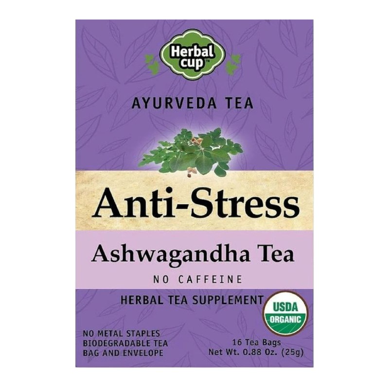 TE DE ASHWAGANDHA ANTIESTRES ORGANICO SIN CAFEINA, EFECTO RELAJANTE HERBAL CUP 16UND