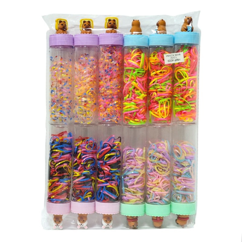 COLA, LIGAS HULES PARA EL CABELLO EN BOTECITO, PAQUETE DE 12 BOTES PARA EL DIA A DIA Y PARA TODO TIPO DE CABELLO