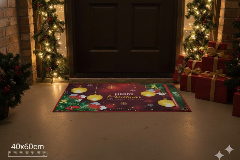 ALFOMBRAS DECORATIVAS NAVIDEÑAS PARA PISO ELEGANTES Y FESTIVAS 40X60CM, CREAN UNA ATMOSFERA MAGICA EN TU ENTRADA, COCINA O PASILLO BENELI HOME 8 ESTILOS