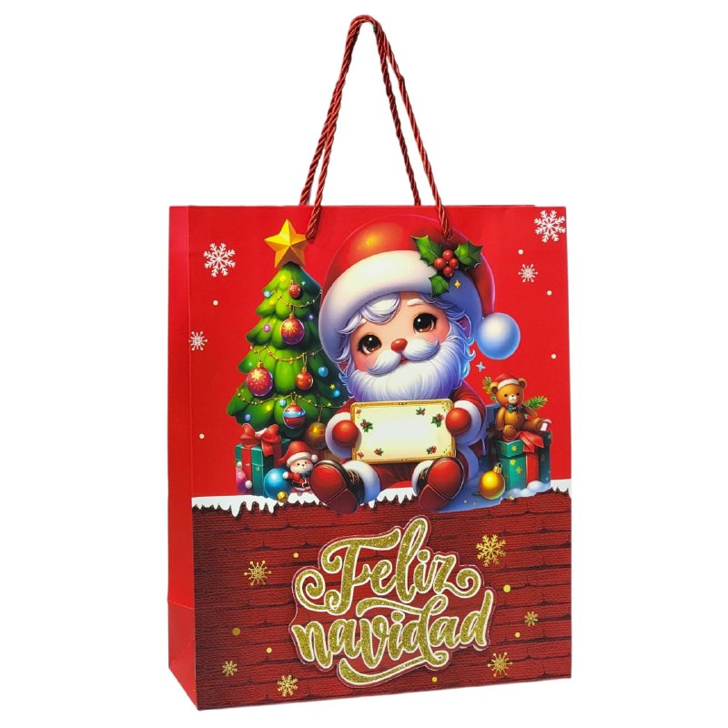 BOLSA DE REGALO NAVIDEÑA MEDIANA 26X32X10CM