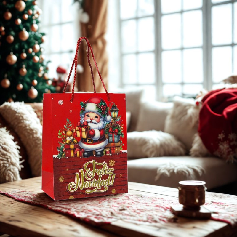 BOLSA DE REGALO NAVIDEÑA PAQUEÑA 18X23X10CM