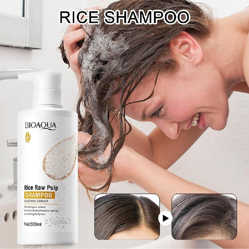 SHAMPOO ANTICASPA CON PULPA CRUDA DE ARROZ BIOAQUA 500ML
