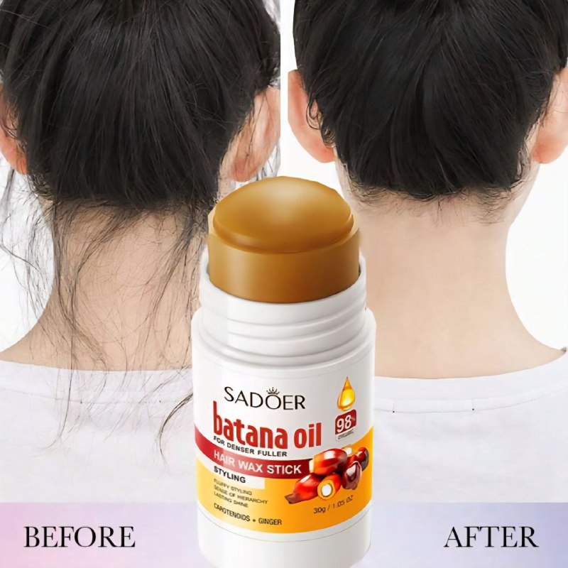 CERA PARA EL CABELLO EN BARRA CON ACEITE DE BATANA, PARA UN CABELLO MAS DENSO Y VOLUMINOSO, FIJA EL CABELLO DURADERO DEJANDOLO SUAVE Y BRILLANTE SADOER 30G