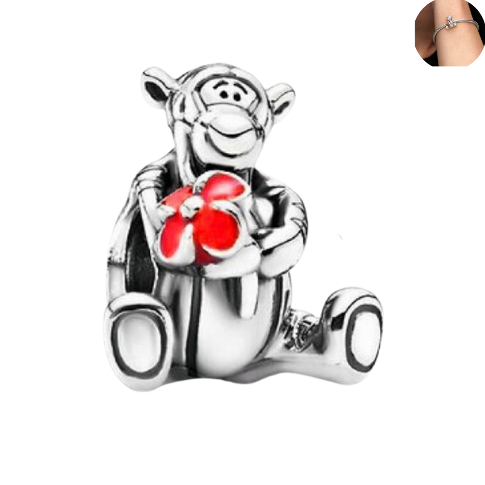 PCHARM1572 TIGGER DE WINNIE POOH CON FLOR ROJA