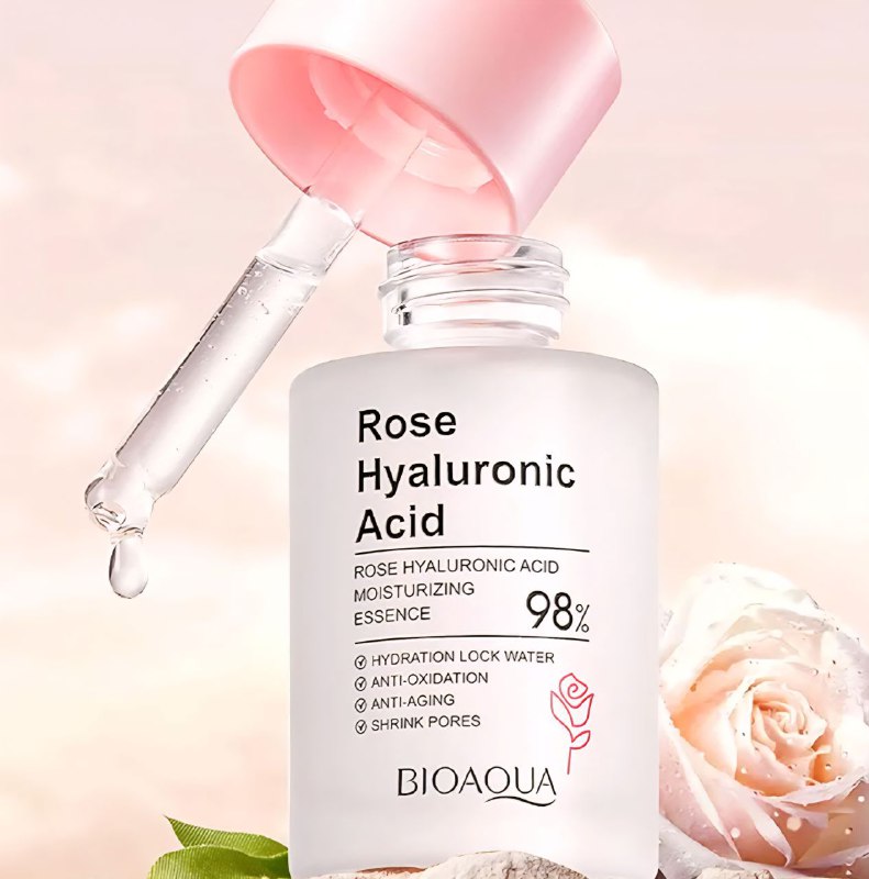 SUERO FACIAL DE ACIDO HIALURONICO DE ROSA, ESENCIA HIDRATANTE DE FACIL ABSORCION, NUTRE Y SUAVIZA LA PIEL, BLANQUE Y MEJORA EL ASPECTO DE LA PIEL BIOAQUA 30ML
