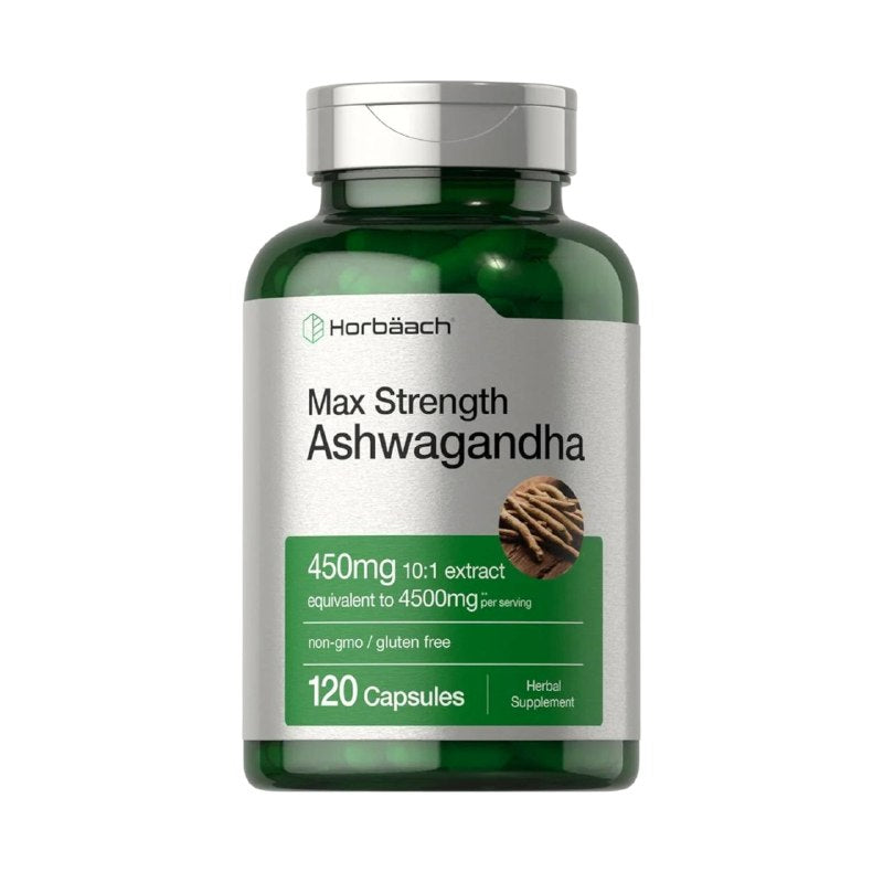 VITAMINAS EN CAPSULAS DE ASHWAGANDHA DE MAXIMA POTENCIA PARA EXTRES FISICO Y MENTAL HORBAACH 120UND