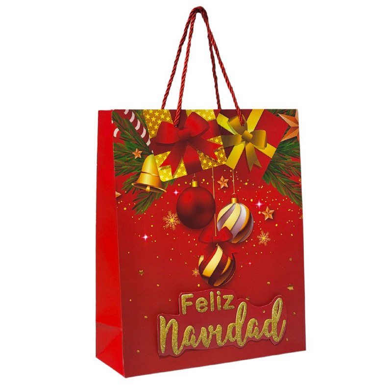 BOLSA DE REGALO NAVIDEÑA MEDIANA 26X32X10CM