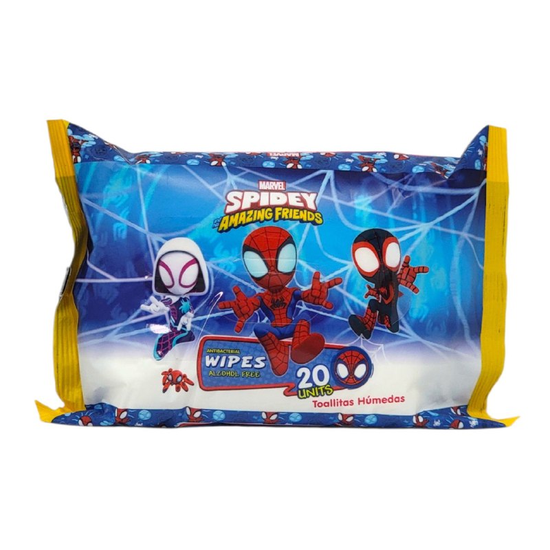TOALLITAS HUMEDAS PARA NIÑOS ANTIBACTERIALES MARVEL SPIDERMAN 20UND