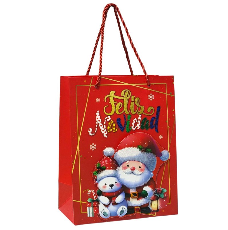 BOLSA DE REGALO NAVIDEÑA PAQUEÑA 18X23X10CM