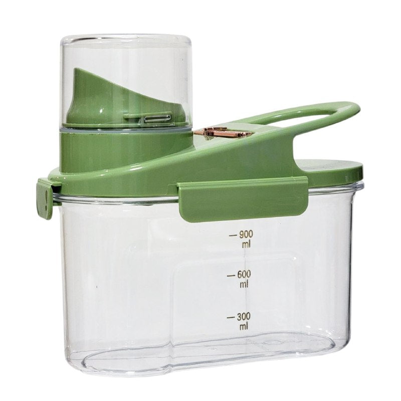 ALMACENADOR DISPENSADOR DE ALIMENTOS CEREALES O GRANOS 900ML, EQUIPADO CON LINEA MEDIDORA Y TAPADERA DE USO FACIL 3 COLORES