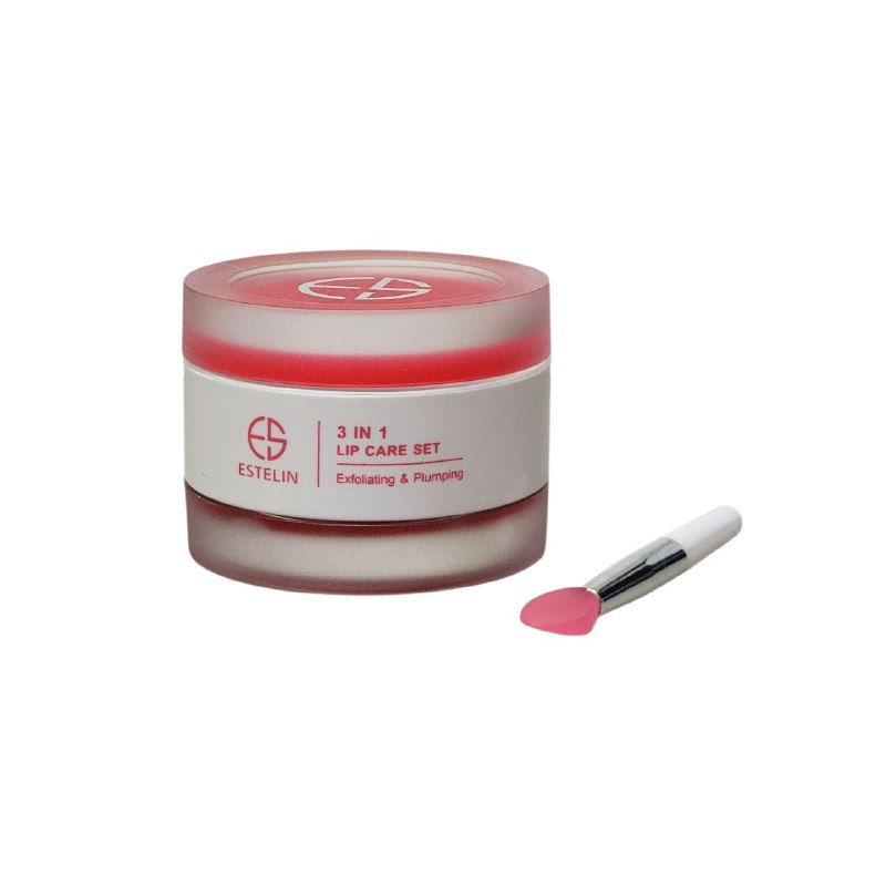 MASCARILLA HIDRATANTE PARA LABIOS EN SET 3 EN 1 BALSAMO HIDRATANTE MANTECA DE KARITE Y CEREZA ESTELIN 5G