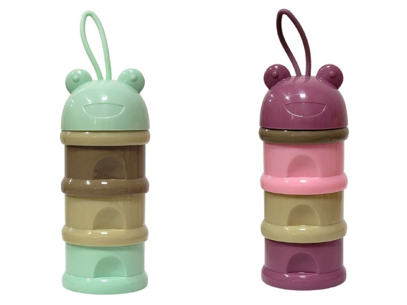 ORGANIZADOR RECIPIENTE ALMACENADOR DE ALIMENTOS, DISPENSADOR APILABLE PORTATIL DE 4 DIVISIONES DE ALIMENTOS PARA BEBE DE 4 CAPAS SMILY BABY