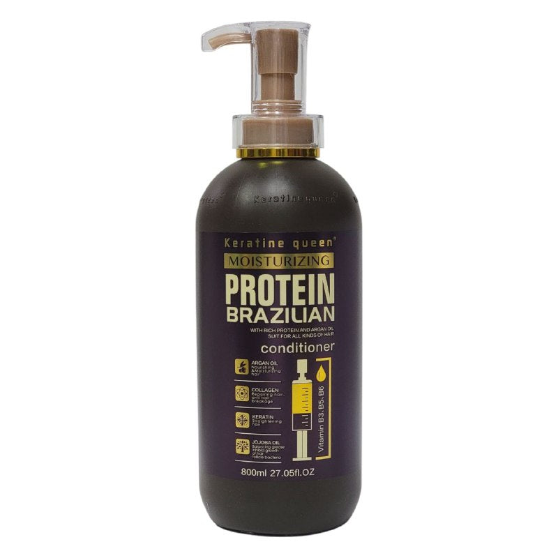 ACONDICIONADOR BRASILEÑO 800ML, CON PROTEINAS Y ACEITE DE ARGAN KERATINE QUEEN