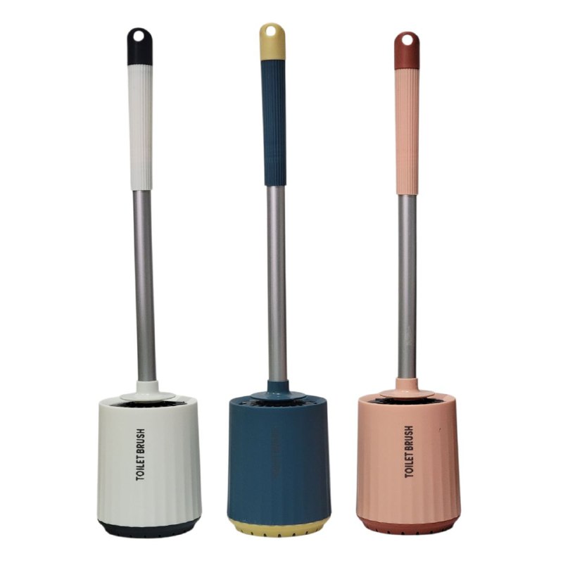 CEPILLO DE SILICONA PARA LAVAR BAÑO INODORO CON SOPORTE DE PARED ELEGANTE TOILET BRUSH 3 COLORES