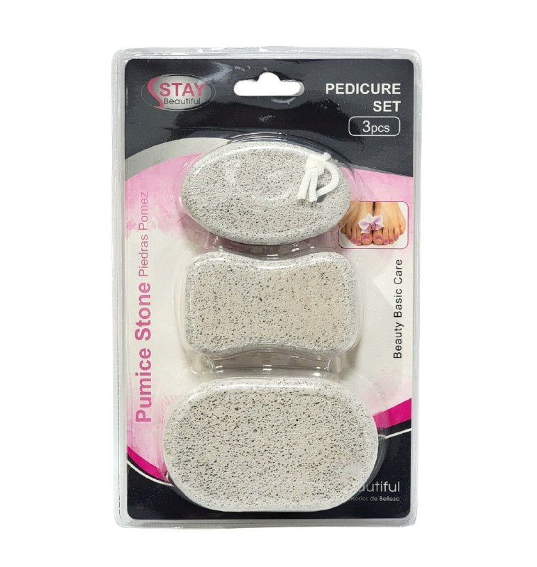 SET DE PEDICURA DE PIEDRAS POMEZ DE 3 PIEZAS, QUE ELIMINAN LA PIEL MIERTA DE LOS PIES STAY BEAUTIFUL