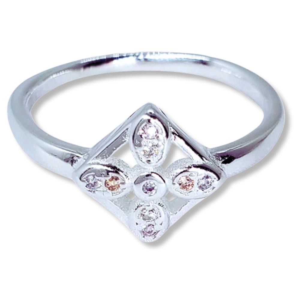 PANI1950 ANILLO DE FLOR, PLATA 925 BLANCO