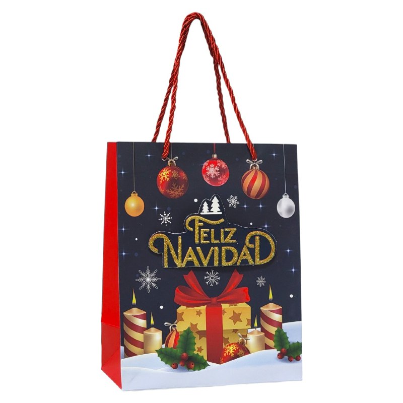 BOLSA DE REGALO NAVIDEÑA PAQUEÑA 18X23X10CM