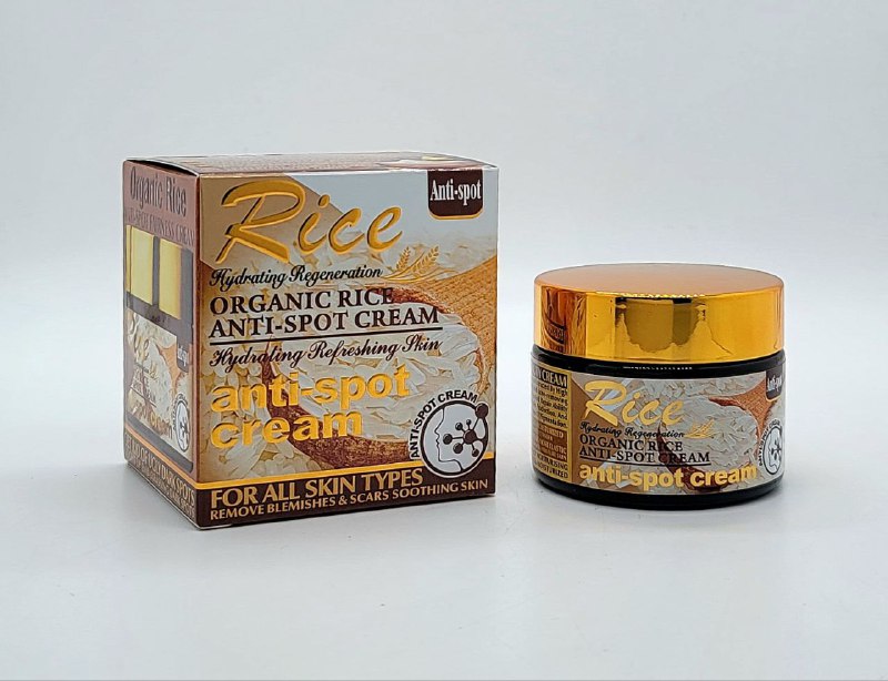 CREMA FACIAL DE ARROZ, ANTIMANCHAS, ELIMINA EL ACNE Y BLANQUEA LAS PECAS A CORTO PLAZO RICE ANTI SPOT 55G