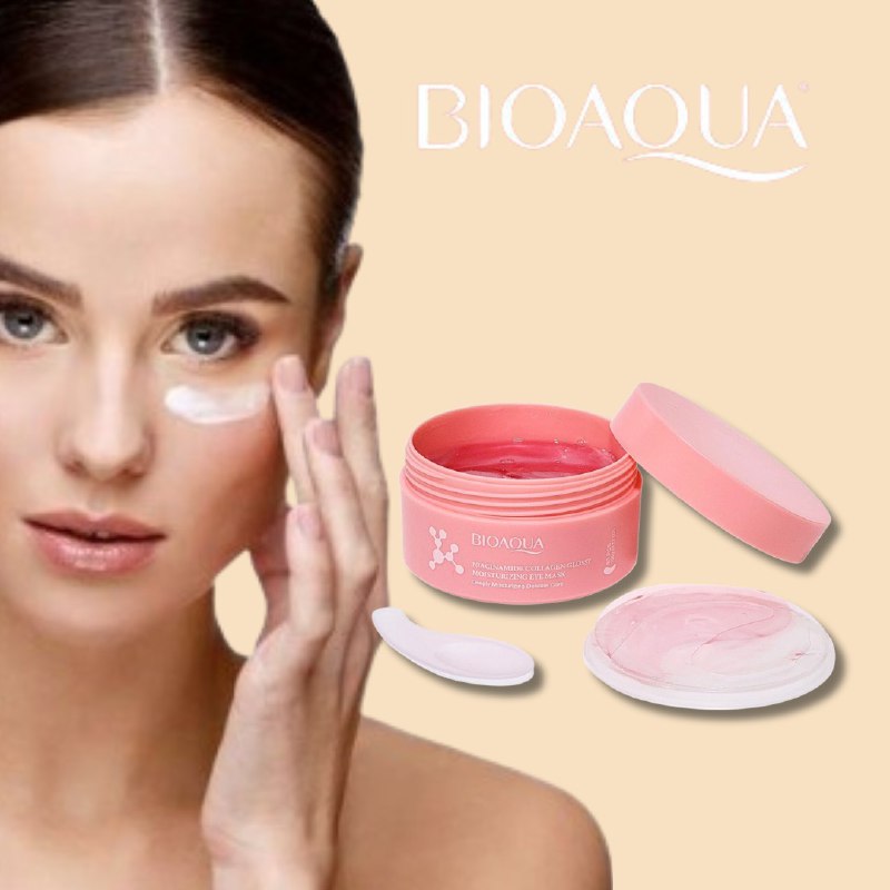 MASCARILLA FACIAL PARA LOS OJOS CON COLAGENO Y NIACINAMIDA HIDRATANTE Y BRILLANTE 100G, PERMITE UNA HIDRATACION PROFUNDA QUE REAFIRMA Y DA BRILLO A LA PIEL ALREDEDOR DE LOS OJOS BIOAQUA