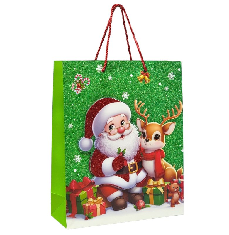 BOLSA DE REGALO NAVIDEÑA MEDIANA 32X26X10CM