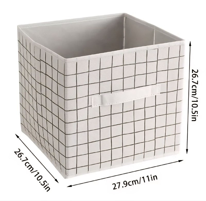 ORGANIZADOR CAJA DE ALMACENAMIENTO PLEGABLE DE TELA, CESTA CON ASA MULTIFUNCIONAL PARA ORGANIZAR ROPA, JUGUETES, ETC CLOSET ESSENTIALS 27.9X26.7X26.7CM