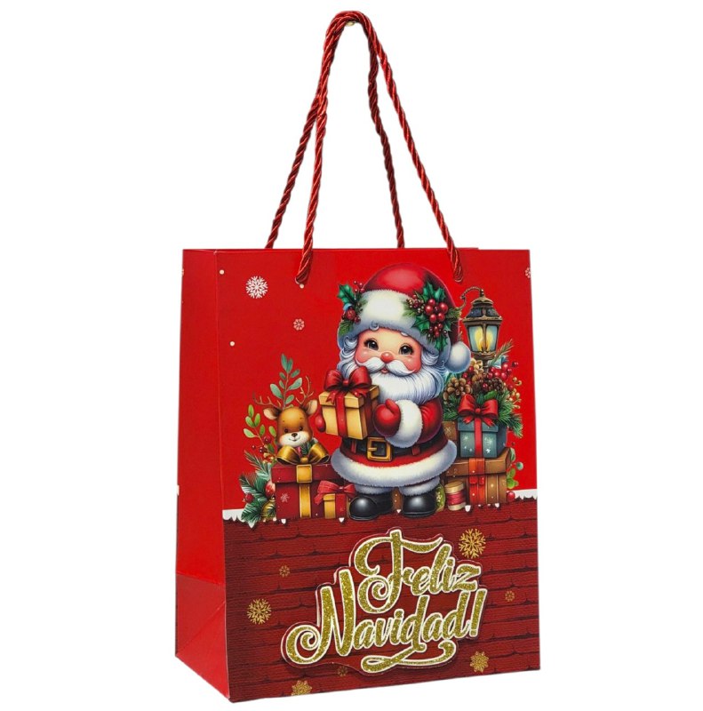 BOLSA DE REGALO NAVIDEÑA PAQUEÑA 18X23X10CM